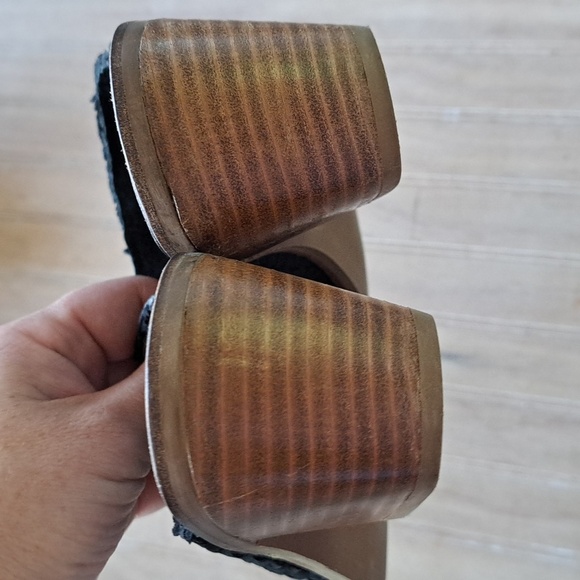 Joie Brand Western Heeled Woven Leather Blk Color Quality Comfortable Clogs Mugs - Picture 6 of 12